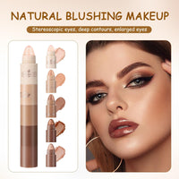 ExcellaElite Eyeshadow Stick,5 Color Cream Eyeshadow Pencil Metallic Eye Shadow Stick Pen Shimmer Cream with 4-in-1 Brush for Women's Face and Eyes Makeup