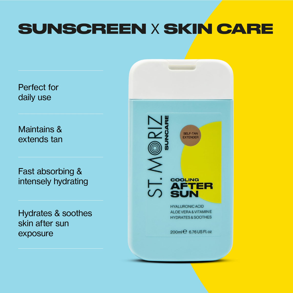 ST. MORIZ St Moriz Suncare Cooling After Sun Body Lotion with Self Tan Extender | After Sun Care Cooling Body Moisturiser with Hyaluronic Acid, Aloe Vera & Vitamin E | Dermatologically Tested | Vegan | 200ml