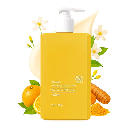Prosperina MED Vitamin C & Turmeric Brightening Cream – Face & Body Lotion Hydrating Moisturiser with Squalane – Fades Dark Spots, Uneven Tone & Dry Skin – Firming Anti-Aging, Vegan & Dermatologist-Tested 300ml