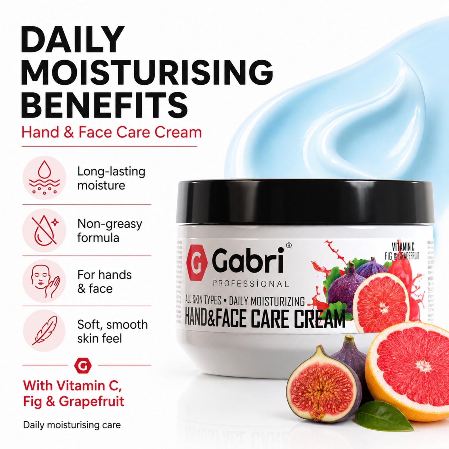 G Gabri Gabri Hand & Face Care Cream 2in1 300ml | Instantly Boosts Moisture Levels, Creates a Protective Layer & Prevents Moisture Loss | Daily Moisturising for All Skin Types