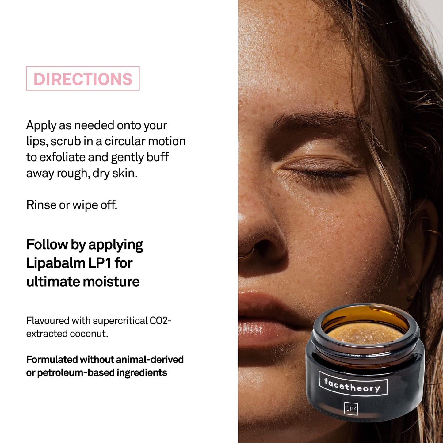 facetheory Lipascrub LP2 - Lip Scrub made with Sugar, Avocado, and Coconut, Smooth and Hydrate Dry Lips, Lip Scrub Exfoliator, Vegan & Cruelty-Free, Made in UK | Scented | 15ml