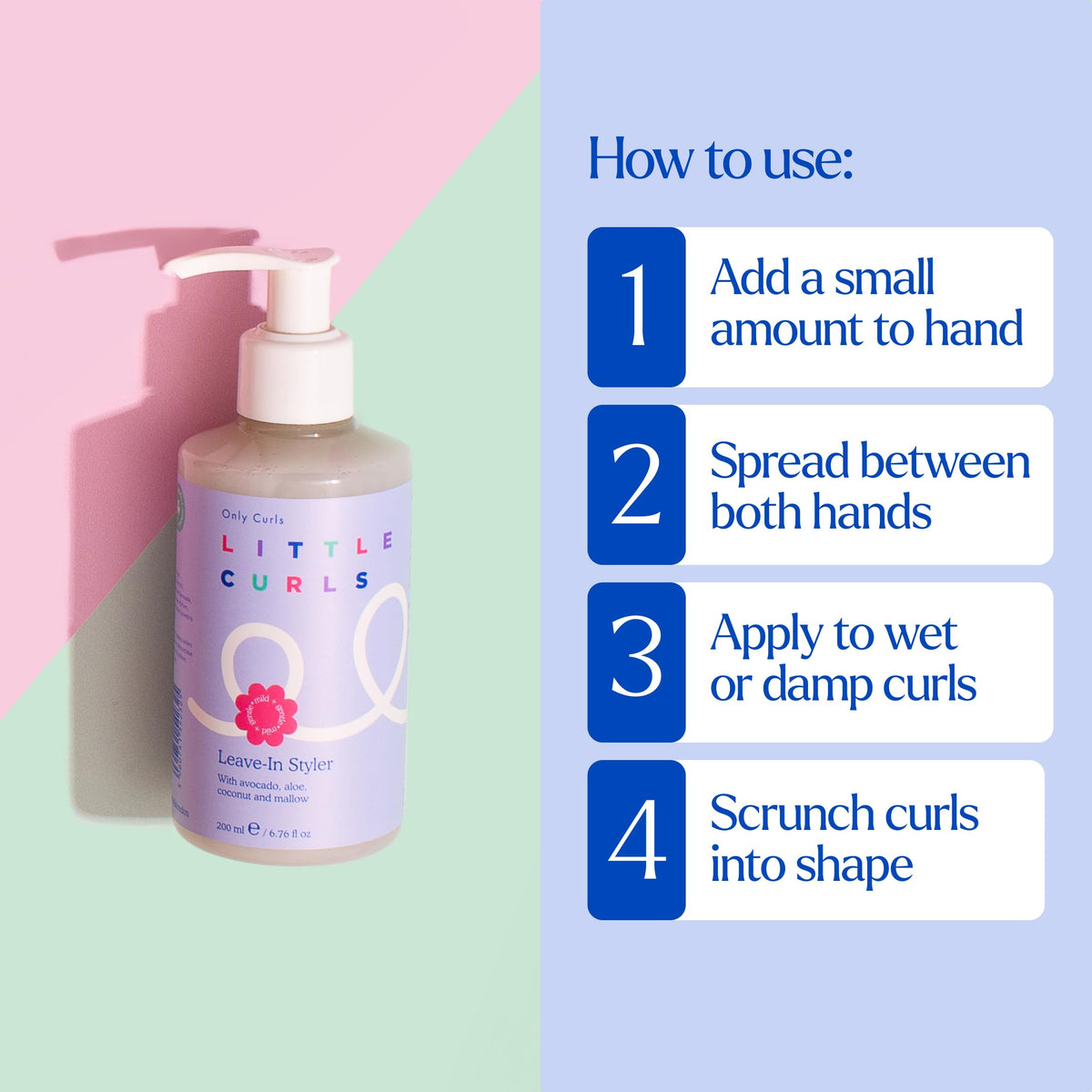 Only Curls Little Curls Leave-in Styler, 200ml, Kids Curl Cream, Moisturise, Smoothes & Defines, Lightweight & Gentle, Easy Styling Routine, Vegan & Cruelty Free, For All Curly Hair Types