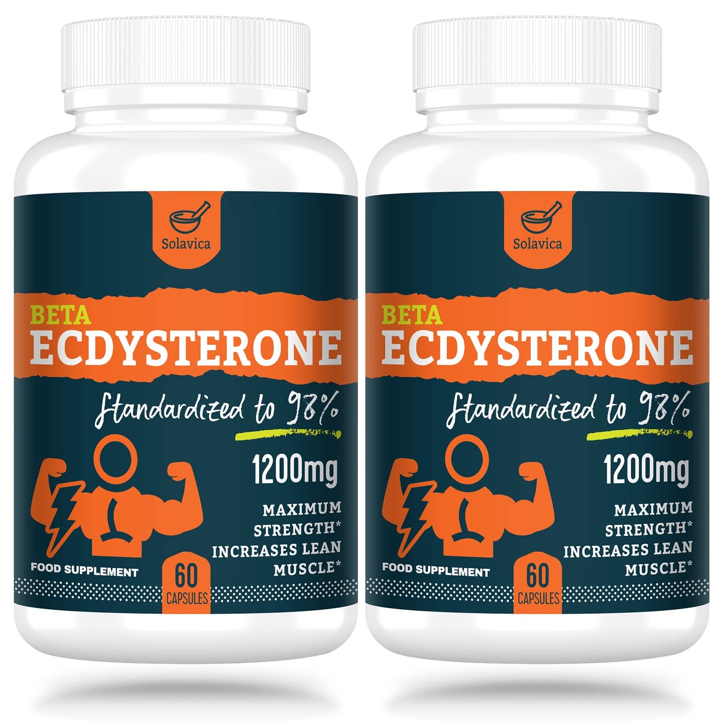 Solavica Beta Ecdysterone Supplement 1200mg Per Serving (60 Capsules)-1 Month Supply-98% Maximum Purity Ecdysterone for Endurance & Muscle Growth (60 Count (Pack of 2))