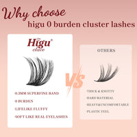 Higu clace Cluster Lashes 96pcs, Lash Clusters D Curl Mix8-18mm, Ultra Softy Eyelashes Fluffy, Super Thin Band Silky DIY Lash Extension Natural Look Reusable Use at Home (UltraSofty02, Mix10-18)