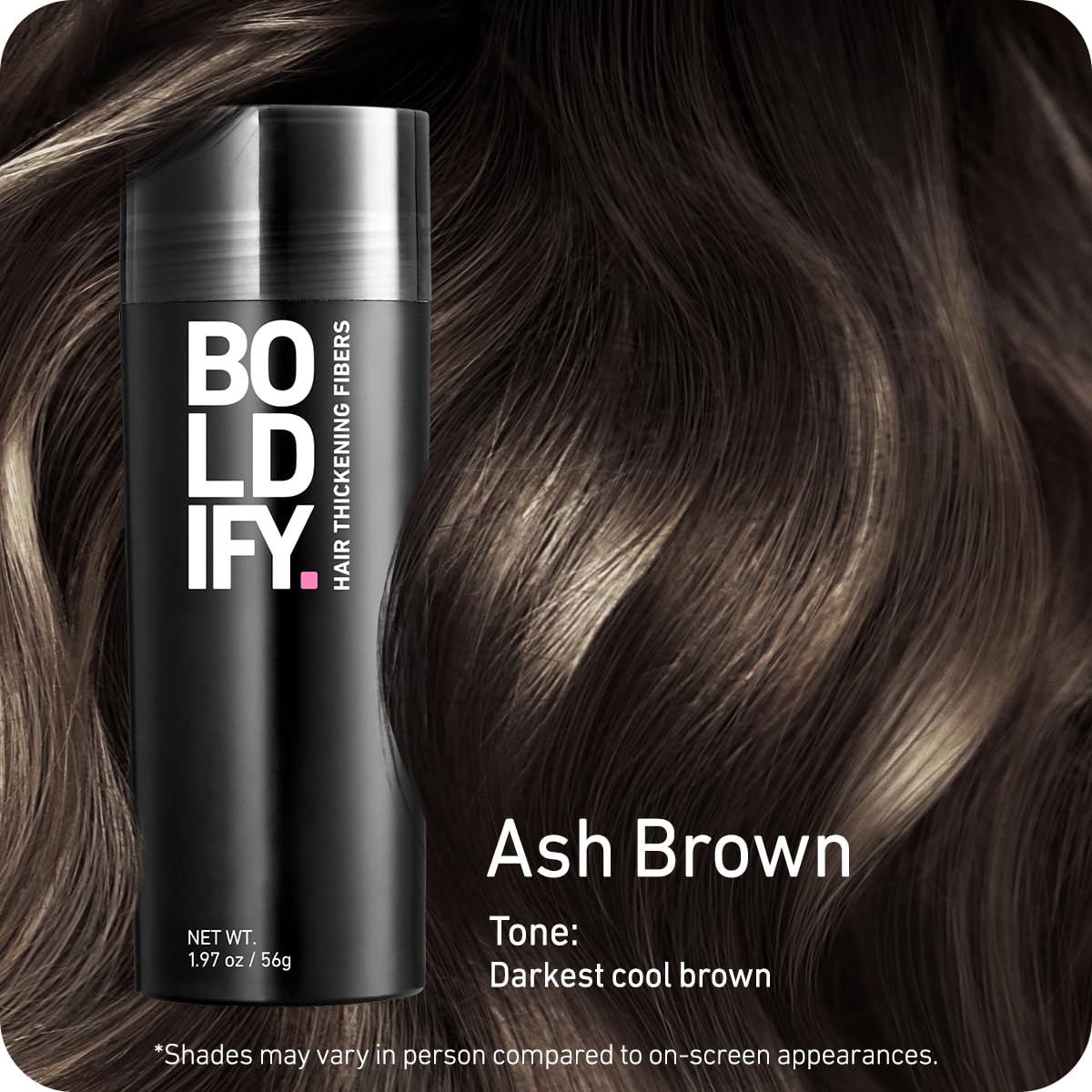 Boldify BOLDIFY Hair Fibres (56g) - Fill In Thinning and Fine Hair for an Instantly Fuller, Thicker Look - 14 Shades for Women and Men - Ash Brown