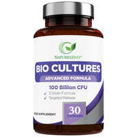 Bio Cultures Complex Probiotics 100 Billion CFU with Prebiotics – Lactobacillus Plantarum & Saccharomyces Boulardii Probiotic - 30 Vegan Capsules – Probiotics for Women & Men – Packaging May Vary