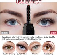 Mokeum Heated Eyelash Curler, USB Rechargeable Eyelash Curler, 2 Gear Temperature Control with LED Display Mini Lash Curler for Women Girls Quick Heating Curling (Black)