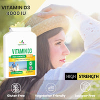 Vitamin D 4000IU 365 Vegetarian Tablets | High Strength Cholecalciferol Vitamin D3 Supplement | UK Manufactured