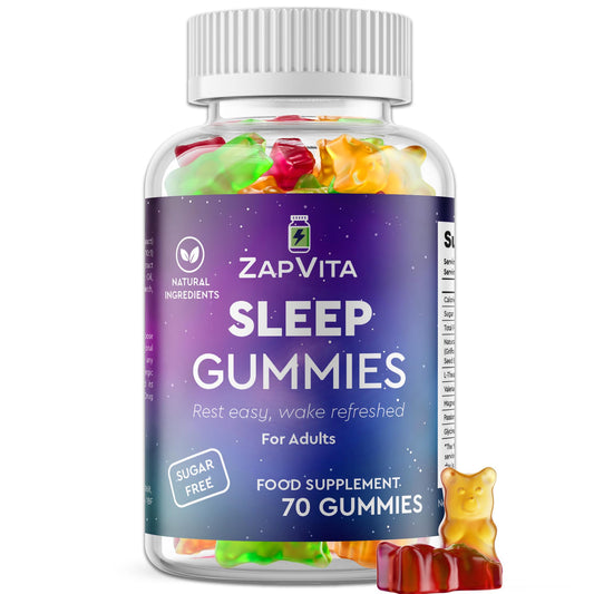 ZAPVITA Sleeping Aid for Adults – 70 Extra Strong Natural Sleep Gummies with L-Theanine & Magnesium – Melatonin Alternative Gummy for Adult Restful Sleep & Relaxation – Night Time Support