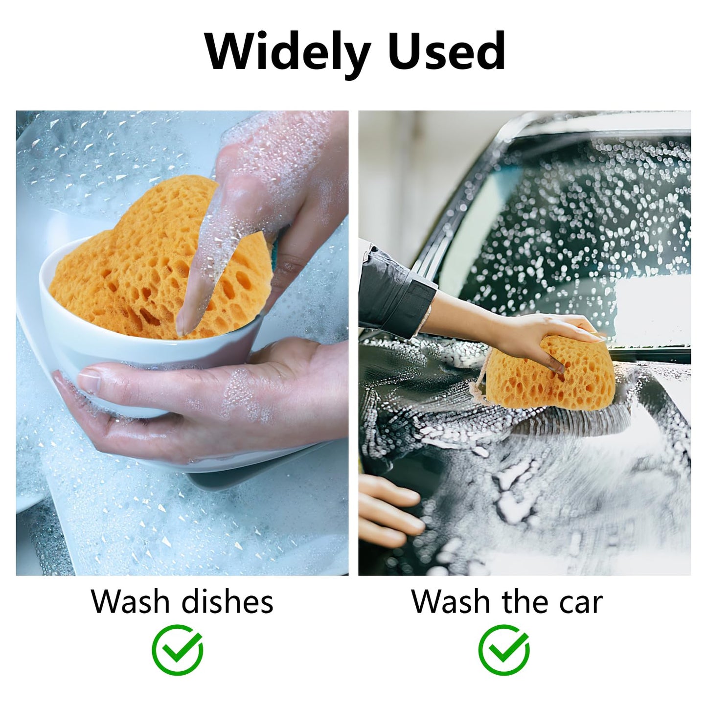 Maxmoc Natural Sponge,2 Pcs Bath Sponges Honeycomb,Larger Shower Sea Sponge for Women Men,Exfoliating Deep Cleansing,Ultra-Soft for Sensitive Dry Skin (Yellow)
