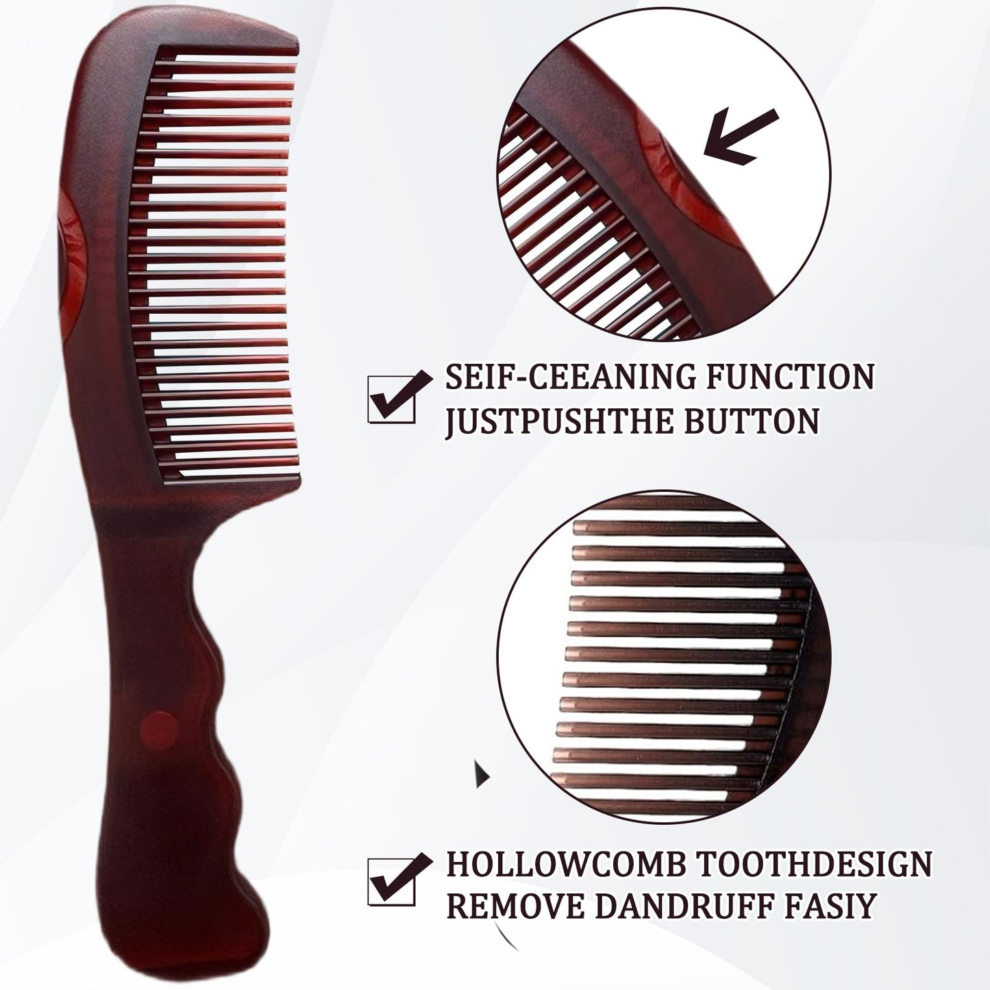 MADGININE Dandruff Comb, Anti-dandruff Energy Comb and Steel Comb Fine Tooth Comb Anti-Dandruff Massage Hollow Long Hair Comb