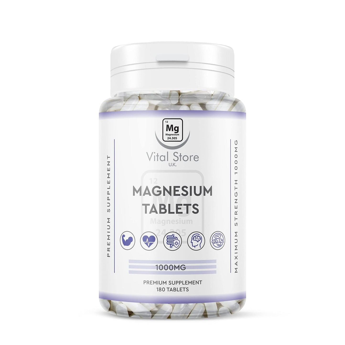 Generic Magnesium Tablets 180ct - 1000MG Providing 400MG Elemental Magnesium - Vegan 6 Month Supply 180 Magnesium Tablets - Magnesium Supplements