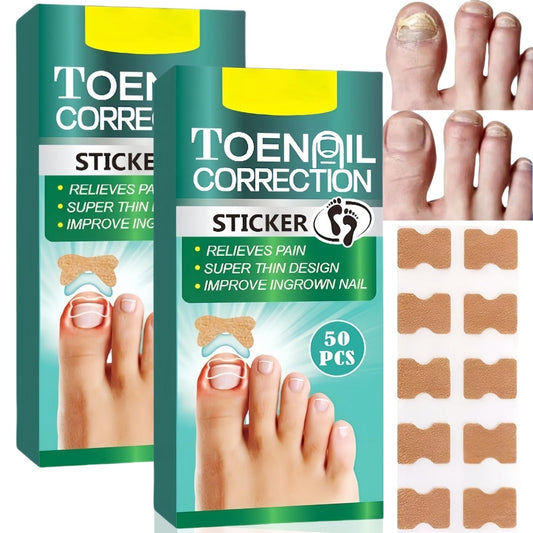 50pcs Ingrown Toenail Correction Patch,Nail Correction Sticker,Toenail Corrector Patch Ingrown Toenail Tool,Painless Toe Nail Stickers for Toenail Care,Toe Nail Stickers for Healthy Nail Restoration