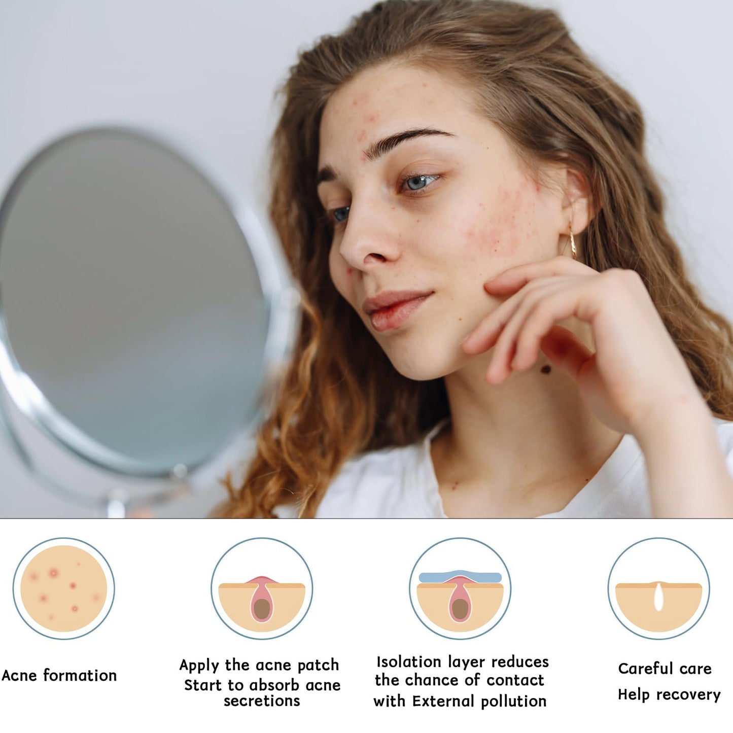 QhgPnt 64Pcs Hydrocolloid Pimple Patches, Cute Star Pimple Patches, Hydrocolloid Pad Sticky Spot Star Covers Face Pimple Patches, Star Pimple Patches Absorb Fluid and Reduce Redness for Face And Skin