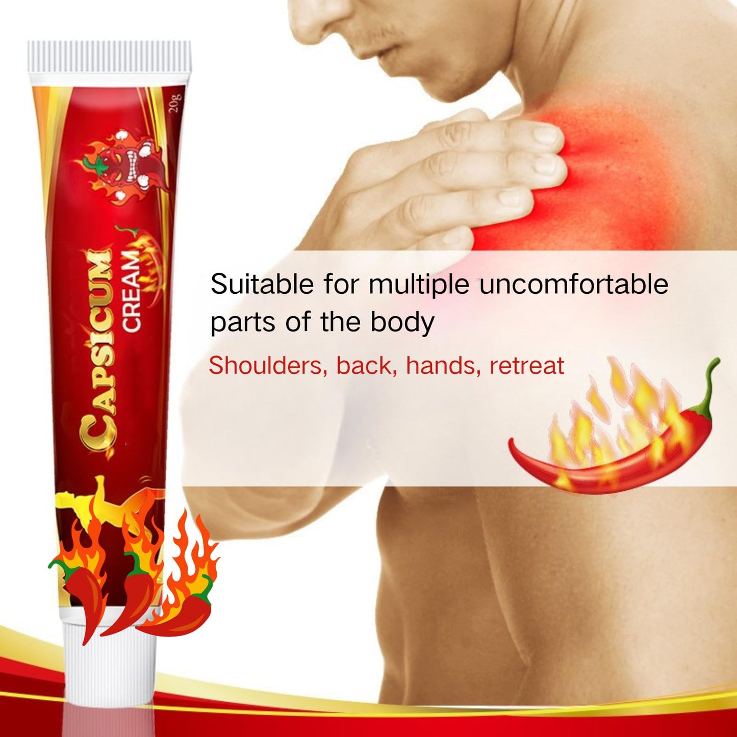 2pcs Chili Massage Gel - Chili Cream - Chili Massage Cream for Neck, Shoulder, Knee, Hand & Foot, Suitable for Multiple Skin Types