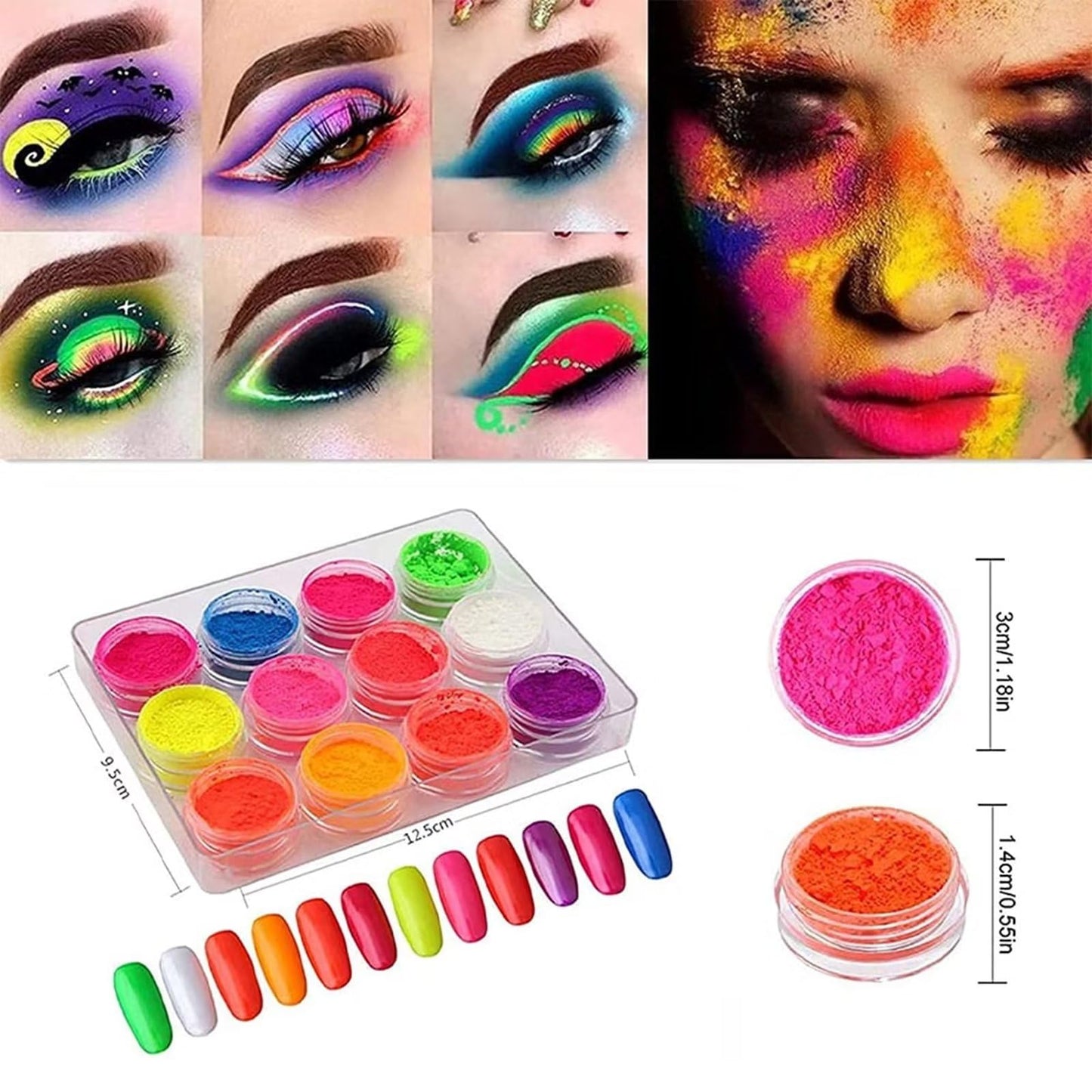 BISHENGYF Pigment Nail Powder Fluorescence Pigment Ultrafine Glitter Powder Nail Pigments Dust Nail Glitter Gradient Iridescent Nail Art Decoration
