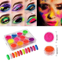 BISHENGYF Pigment Nail Powder Fluorescence Pigment Ultrafine Glitter Powder Nail Pigments Dust Nail Glitter Gradient Iridescent Nail Art Decoration