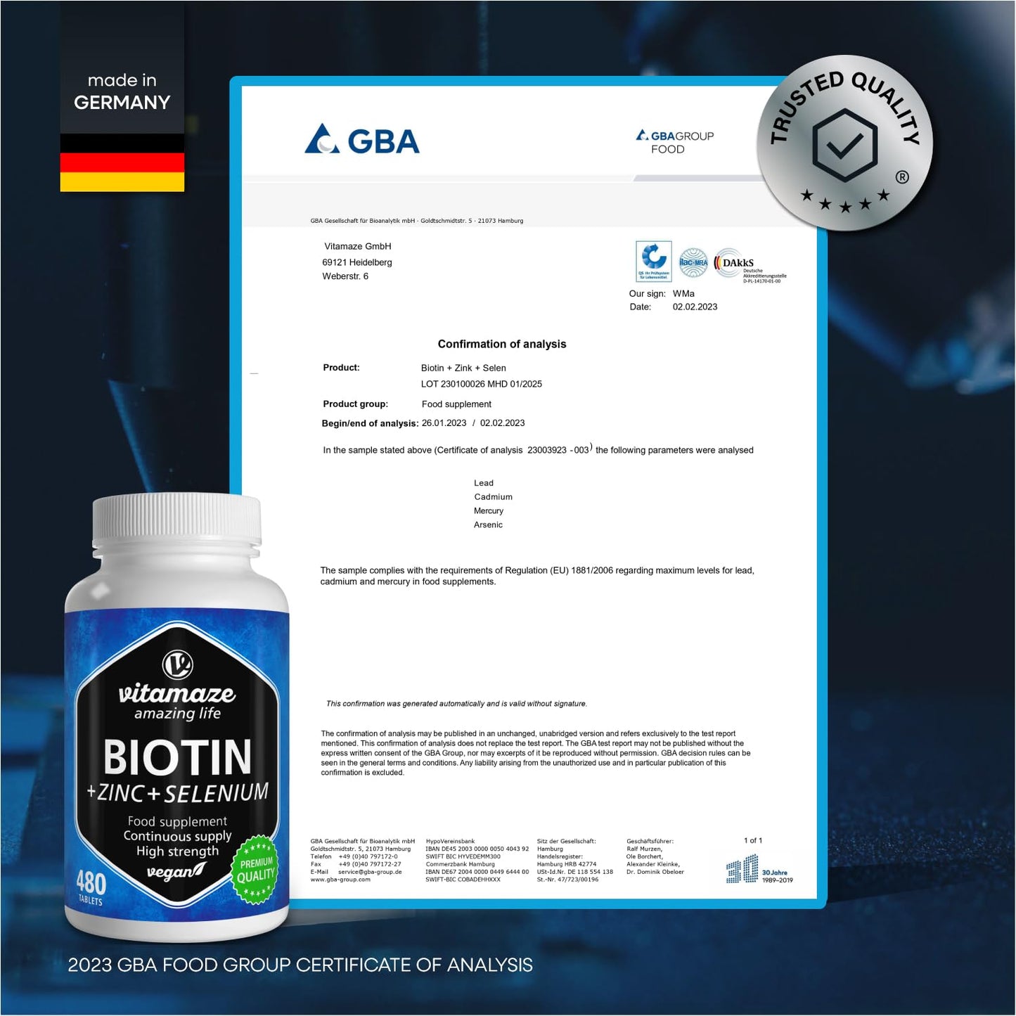 Vitamaze - amazing life Biotin Hair Growth 480 Tablets (+1 Year Supply) with Selenium + Zinc. Biotin 10.000mcg for Hair Growth, Skin and Nails Nourishment, Vegan Small Tablets, German Quality, Vitamaze®