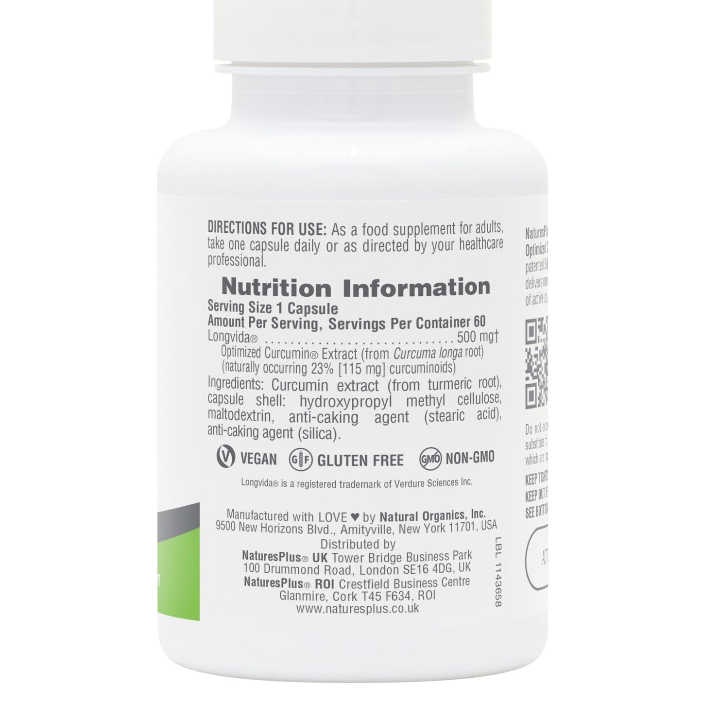 Nature's Plus NaturesPlus PRO Optimized Curcumin Longvida 500 mg Capsules - Superior Absorption Turmeric Extract, One a Day - Vegan, Gluten Free - 60 Capsules