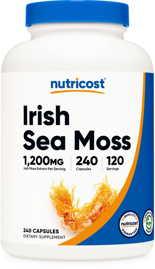 Nutricost Irish Sea Moss Extract Capsules 1,200mg per Serving, 240 Capsules - Vegan, Gluten-Free, 120 Servings Per Bottle