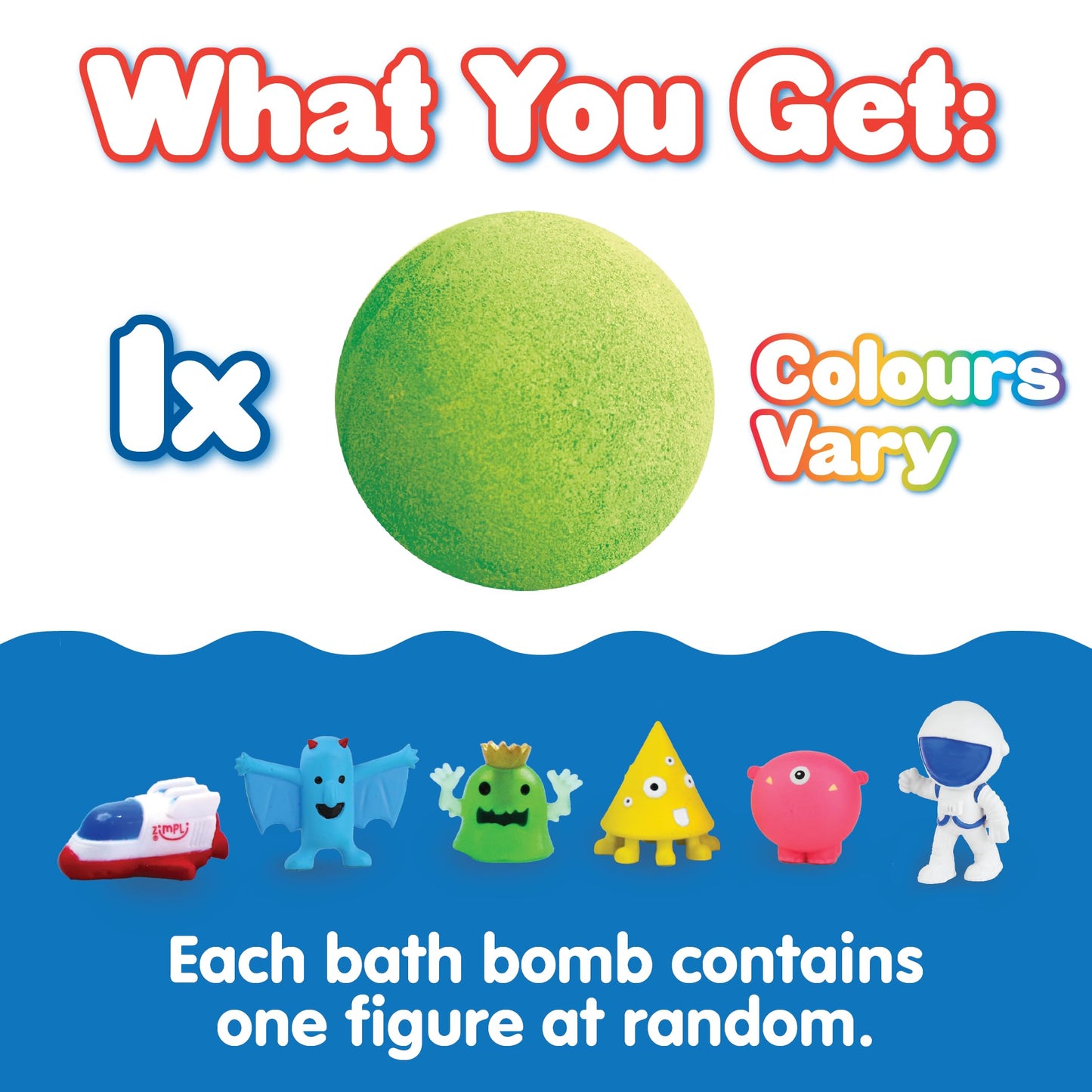 ZIMPLI - Large Alien Surprise Bath Bomb, 1 of 6 Surprise Alien Toys to Collect, One per Baff Bomb, Party Bag Favours, Fillers, Rewards, Stocking Filler Toy for Boys Girls 4 5 6 7 8 9
