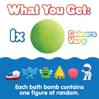 ZIMPLI - Large Alien Surprise Bath Bomb, 1 of 6 Surprise Alien Toys to Collect, One per Baff Bomb, Party Bag Favours, Fillers, Rewards, Stocking Filler Toy for Boys Girls 4 5 6 7 8 9