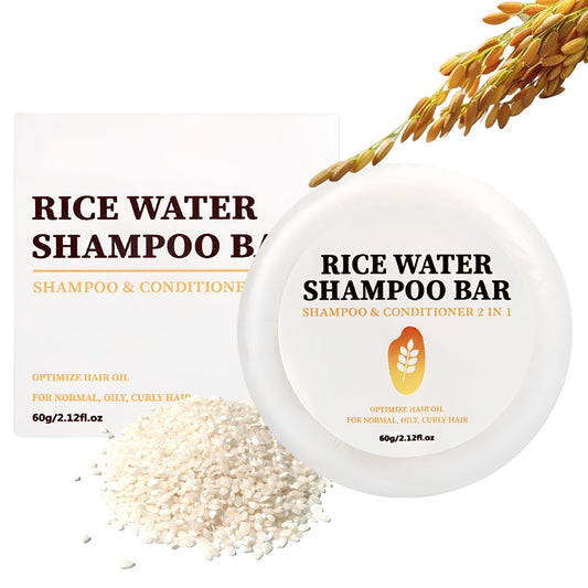 AuraBeen 2-in-1 Rice Water Shampoo & Conditioner Bar for Hair Growth with Coconut Oil & Argan Oil - Anti Hair Loss Shampoo Bar