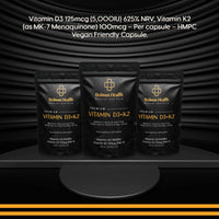 Bolman Health Vitamin D3 + K2 Capsules | Vegeterian Capsules | 5000IU & 100μg (MK-7) | 60 High Strength HMPC Vegan Capsules | 1-A-Day | Vegetarian and UK Manufacture - Supports Immune Sytem & Bone Health