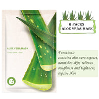 KAYZON Face Masks Skincare, Daily Care Facial Sheet Mask Pack, Aloe Vera Skincare Hydrating & Nourishing & Natural Ingredients for All Skin Types Moisturizing Essence Skincare (10pcs)