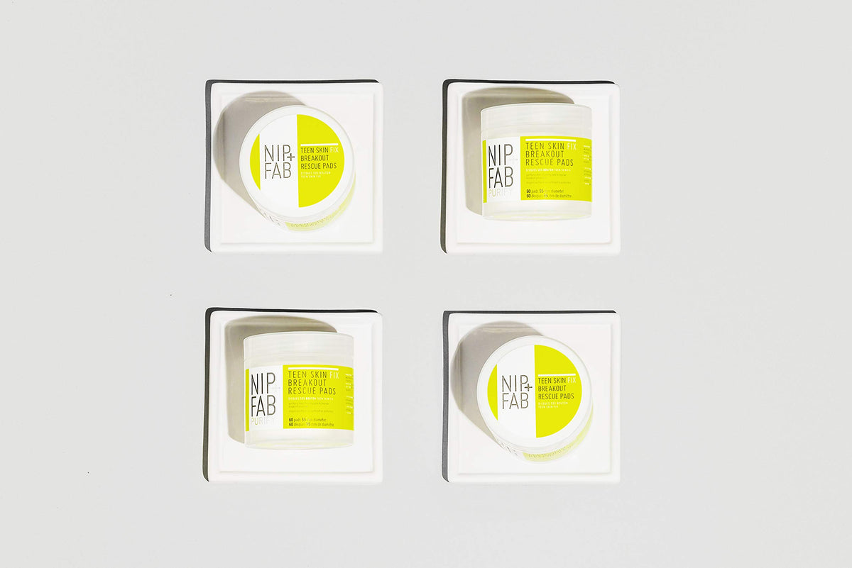 Nip+Fab Nip + Fab Teen Skin Fix Zero Breakout Rescue Face Pads with Salicylic Acid, Witch Hazel and Antioxidant Wasabi Extract, BHA Facial Pad for Cleansing Pores Prevent Breakouts Blemishes, 60 Count