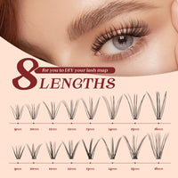 Higu clace 320PCS Lash Clusters D Curl 10D+20D 0.07/0.10mm 9-16mm DIY Individual Lashes Cluster Wispy Lash Clusters Matte Black Natural Look DIY Eyelashes at Home (10D+20D 0.07/0.10D-9-16MIX)