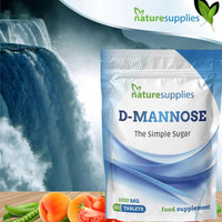 naturesupplies D-mannose Tablets 1000mg, 120 Pack - Vegan Friendly - Premium Coated High Strength Tablets - Naturesupplies