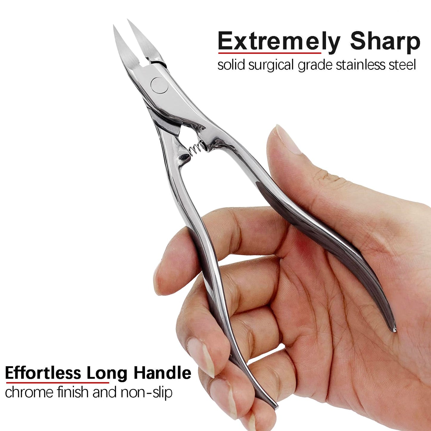 VOGARB Long Handled Toenail Clippers for Thick Nails, Heavy Duty Large Toe Nail Clippers Set for Seniors, Men, Adult, Podiatrist, 5pcs Set