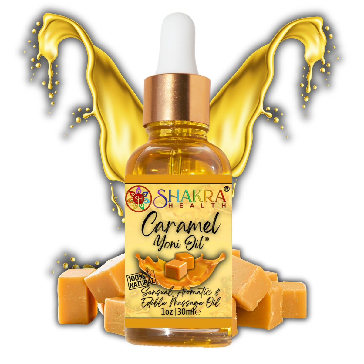 SH SHAKRA HEALTH Yoni Oil Caramel Scented Body Massage Oil (30ml) Non-Greasy, Non-Sticky Moisturizer – Hydrating Formula for Smooth Skin – Organic & Vegan