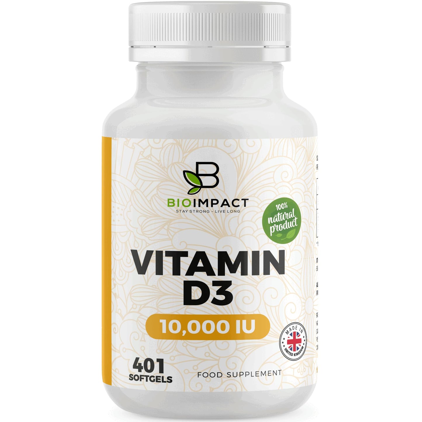 BioImpact BIOIMPACT Vitamin D3 10,000 IU Softgels | High Strength | 401 Easy to Swallow Softgels | More Than Full Year Supply | Supports Immune System & Bone Health | Non-GMO & Gluten-Free | UK Manufactured