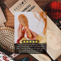 Regrowz Bamboo Paddle Hairbrush with Round Bristles - Detangle Hair & Reduce Hair Breakage - Perfect Hair Care Tool