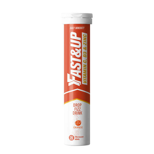 Fast&Up Vitamin C, Vitamin D & Zinc - 20 Effervescent Tablets - Complete Immunity Support - Best Defence - One Daily - Orange Flavour