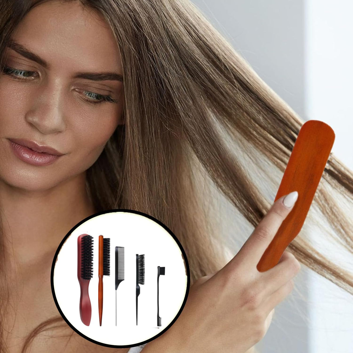 STIFFENERS 5-Pack Slick Back & Teasing Brush - Men's Beard & Hair Styling Brush for Thin or Thick Hair