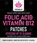 Stronglife Folic Acid & Vitamin B12 Patches – High Absorption, 12-Hour Release – Supports Energy, Mood, & Immune Health – Easy-to-Use – 30 Patches – Natural Ingredients – Like - Capsules & Powder
