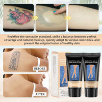 Kenmohuo 2pcs Body Coverage Perfector, Waterproof Leg Makeup, Tattoo Cover Up Cream All Over Complexion Perfect With Large Bevel Brush 48H Long Lasting Wear（Light and neutral colors）