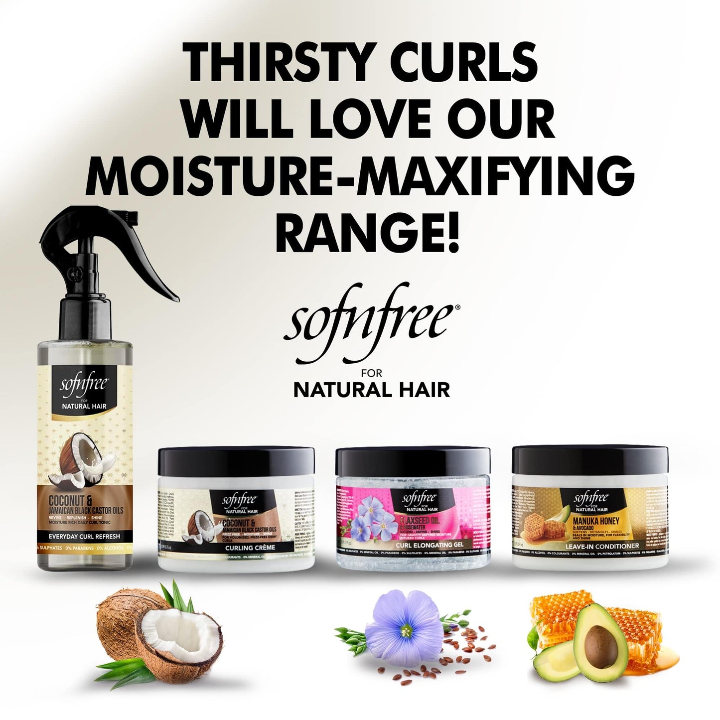 SOF N' FREE Curl Refresher Spray with Coconut Oil for Curls 240ml