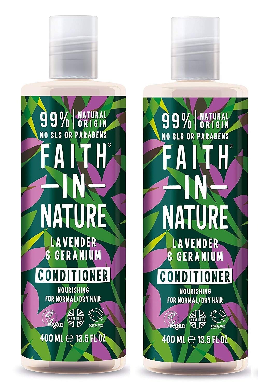 FAITH IN NATURE (2 Pack) - Faith in Nature - Lavender & Geranium Conditioner | 400ml | 2 PACK BUNDLE