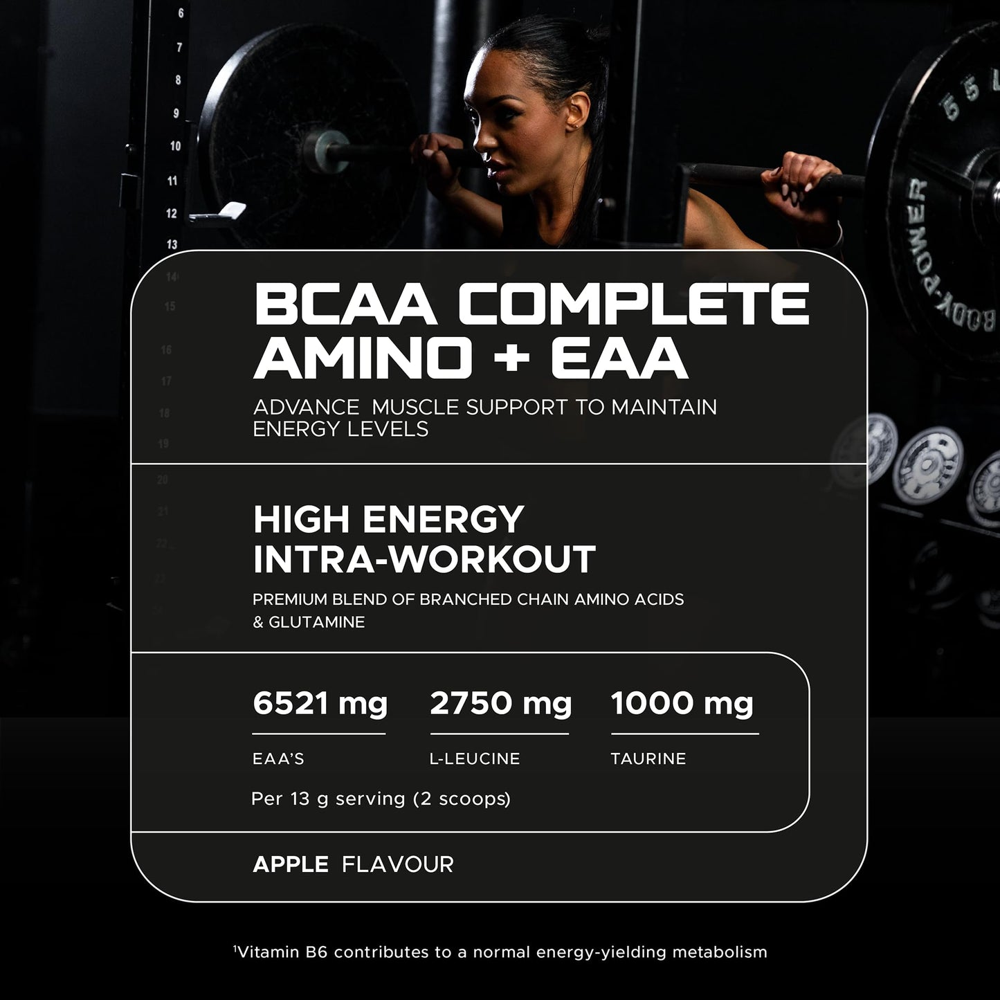 USN Complete Amino & EAA Intra Workout Powder, Apple Flavour - 400g, Vegan Energy Drink, Premium BCAA Amino Acids & Glutamine Recovery Drink, High Impact Pre Workout & Post Workout Shake