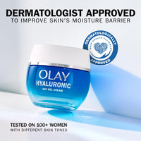 Olay Hyaluronic Acid Face Moisturiser Day Gel Cream, Skincare with Niacinamide 99% Purity and Vitamin B5 (Panthenol) Hydrating Skin Care: Plumps, Smooths, Hydrates Non Greasy, Non Sticky, 50ml