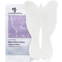 Clear Patch Bikini Bliss Glow Vajacial Butterfly Mask Hydrating & Soothing Hydrogel Mask for Bikini Area Post-Shaving & Waxing Care Infused with Hyaluronic Acid & Aloe Vera for Soft Skin (Pack of 1)
