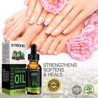 ETRONG Organic Castor Oil,Pure Cold Pressed Castor Oil for Eyebrows,Eyelashes,Hair Growth,Nails,and Skin with 5 Sets of Eyebrow&Eyeliner Brushes (30ml)