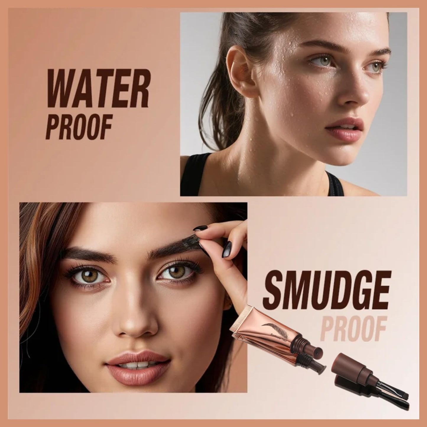 HERBENJOY Tattoo Brow Peel Off Eyebrow Gel,Peel Off Eyebrow Gel Tint with Exclusive Brush Head,Semi-Permanent Colour EyebrowDye,Waterproof Brow Tint Built-in Precise Applicator,Lasts Up 3 Days Dark Brown