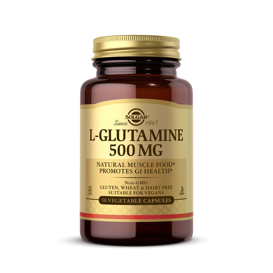 SOLGAR Solgar L-Glutamine 500 mg Vegetable Capsules - Pack of 50 - Fuel For Muscles - Supports An Active Healthy Lifestyle - Vegan and Gluten Free