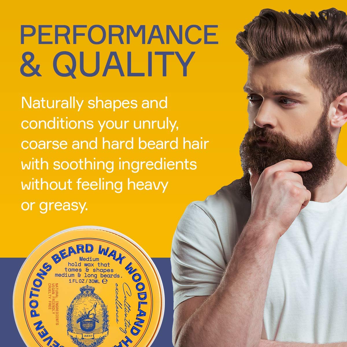 SEVEN POTIONS Seven Potions Beard Wax for Men — Medium Hold Styling Wax to Shape And Nourish Your Beard — All-Natural, Vegan, Cruelty Free — Woodland Harmony (30 ml)
