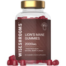 Lions Mane Gummies 60,000mg Per Bottle | High Strength Supplement from Fruit Body | Vegan Mushroom Extract | 1000mg x 60 Natural Berry Flavour Gummies | by Wiseshrooms